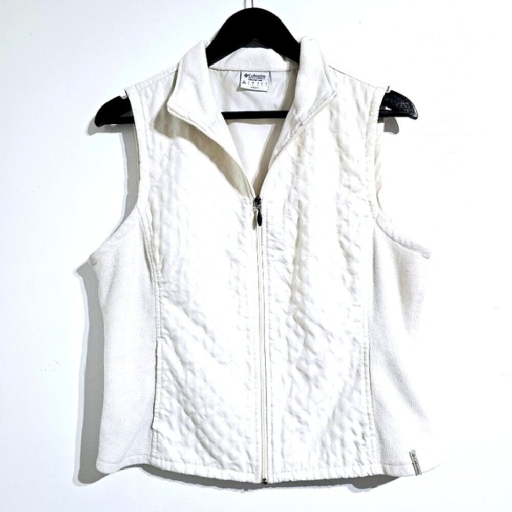 Columbia Medium Cream Lined SportSwear Quilted Zip-up Casual Vest
